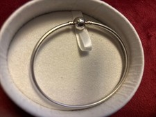 Chamilia Sterling Silver Bangle Charm Bracelet With Beaded Clasp Comes Boxed