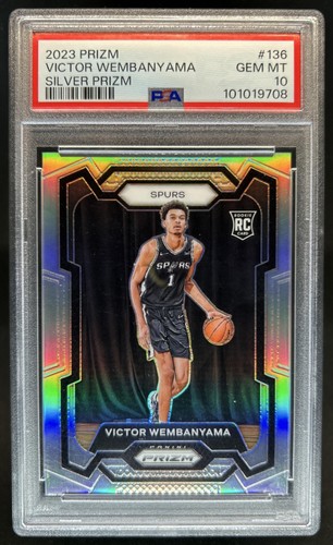 2023-24 Prizm Victor Wembanyama Prizm Silver Rookie RC #136 Spurs PSA 10 (08)