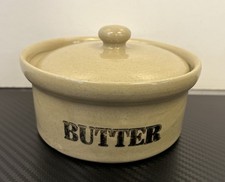 Antique Pearsons Chesterfield Butter Dish Lid Stoneware Lidded Crock Kitchen