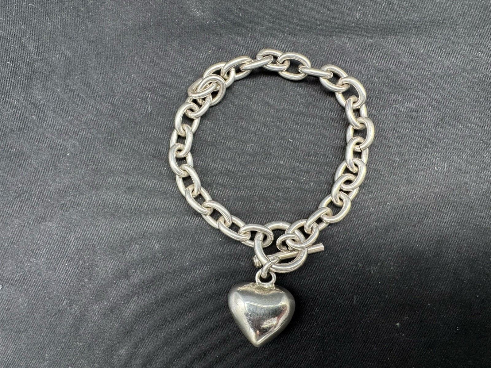 Sterling Silver Charm Link Bracelet with Heart Ch… - image 4