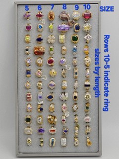 Vtg Old Stock Glam Statement Costume Rings Lot 72 pc 14KT Gold Electroplated CZ