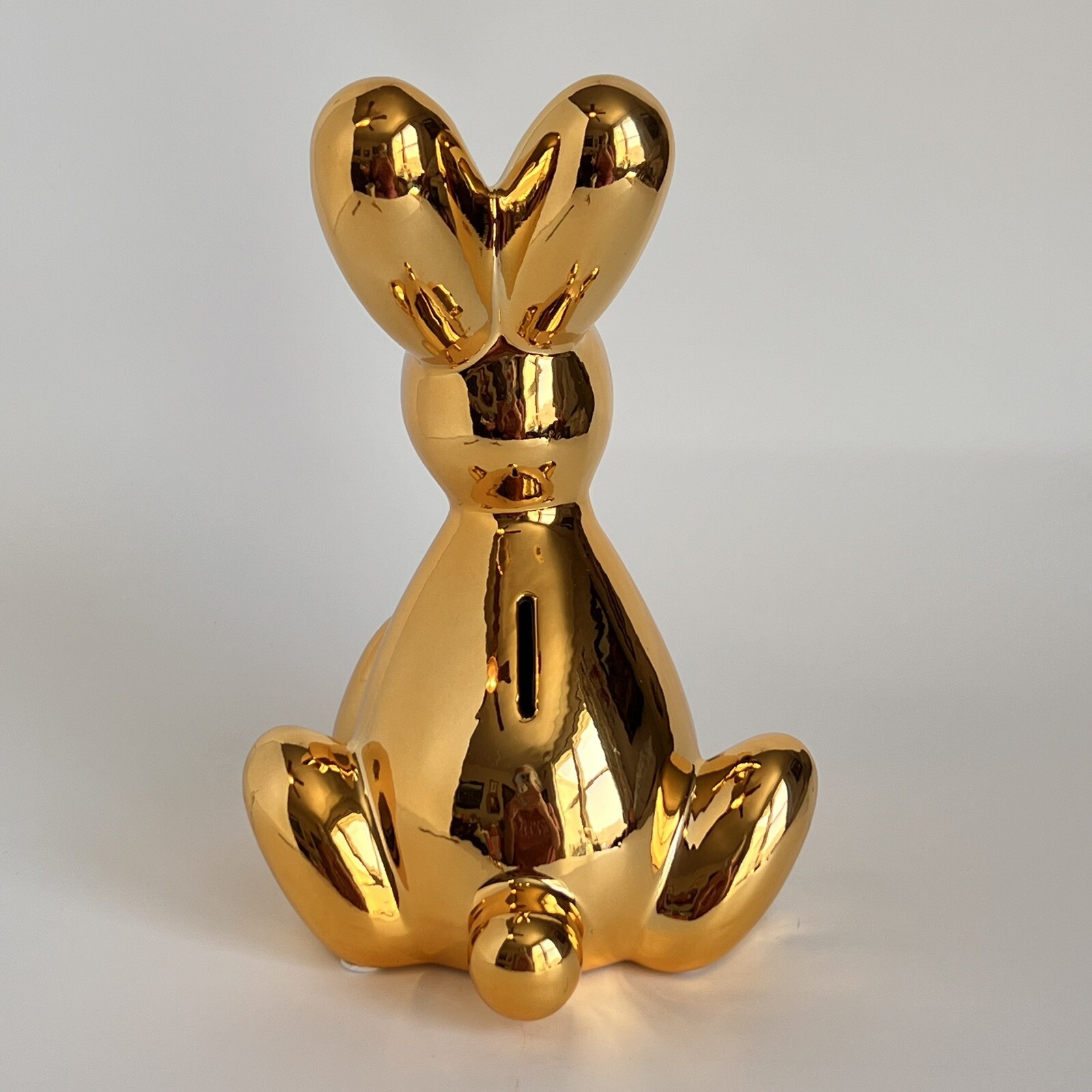 Ceramic Balloon Shiny Gold Bunny "Piggy Bank"