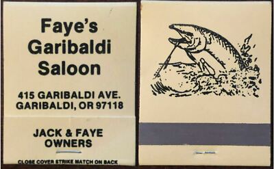 Vintage Faye's Garibaldi's Saloon Bar Hook Line Sinker Matchbook Fishing Cover