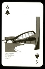 1 x playing card architect Eero Saarinen 1956-62 - 6 of Spades S78
