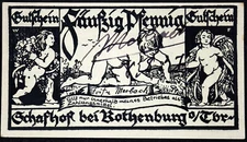 ROTHENBURG 1921 XX-RARE Hand-Signed! "Fritz Merbach: St. Wolfgang" 50 Pf Notgeld