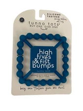 NEW Tunno Tots Silicone Teether Blue “High Fives and Fist Bumps”