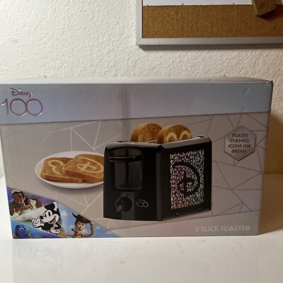 Disney 100 Years of Wonder Mickey Mouse Slice Toaster Black and Silver  NEW