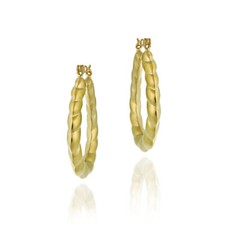 18K Gold over 925 Silver Twisted Design Hoop Earrings