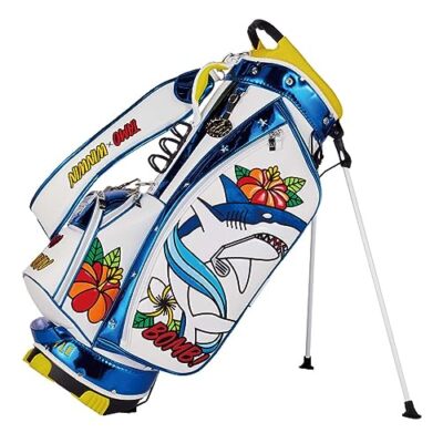 【希少】 WINWIN STYLE ALOHA キャディバッグ 【K618】 WINWIN STYLE ALOHA SHARK Golf Stand Bag CB-511 WH 9.0 type 47