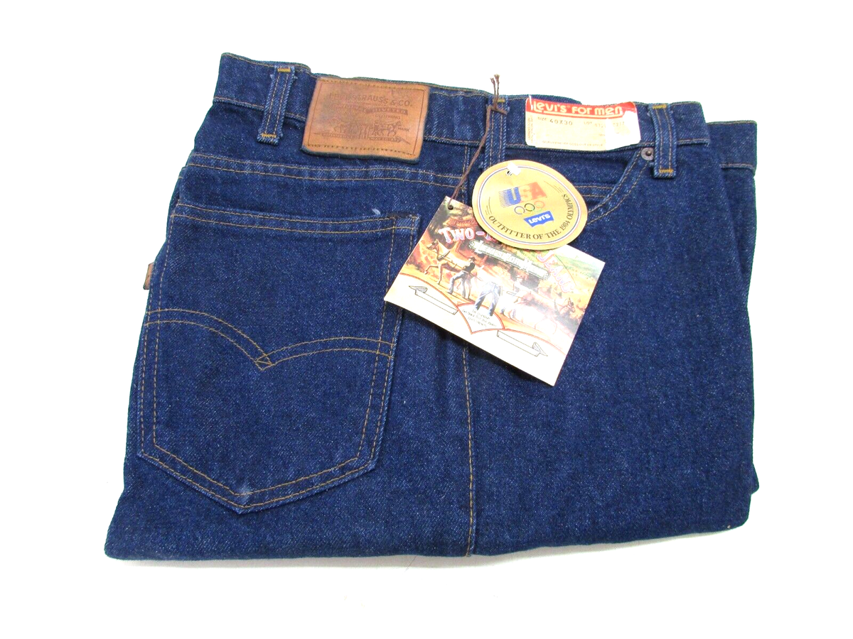 NOS! VINTAGE LEVI'S MENS LEATHER TAB DENIM JEANS, W40 L30, 43549