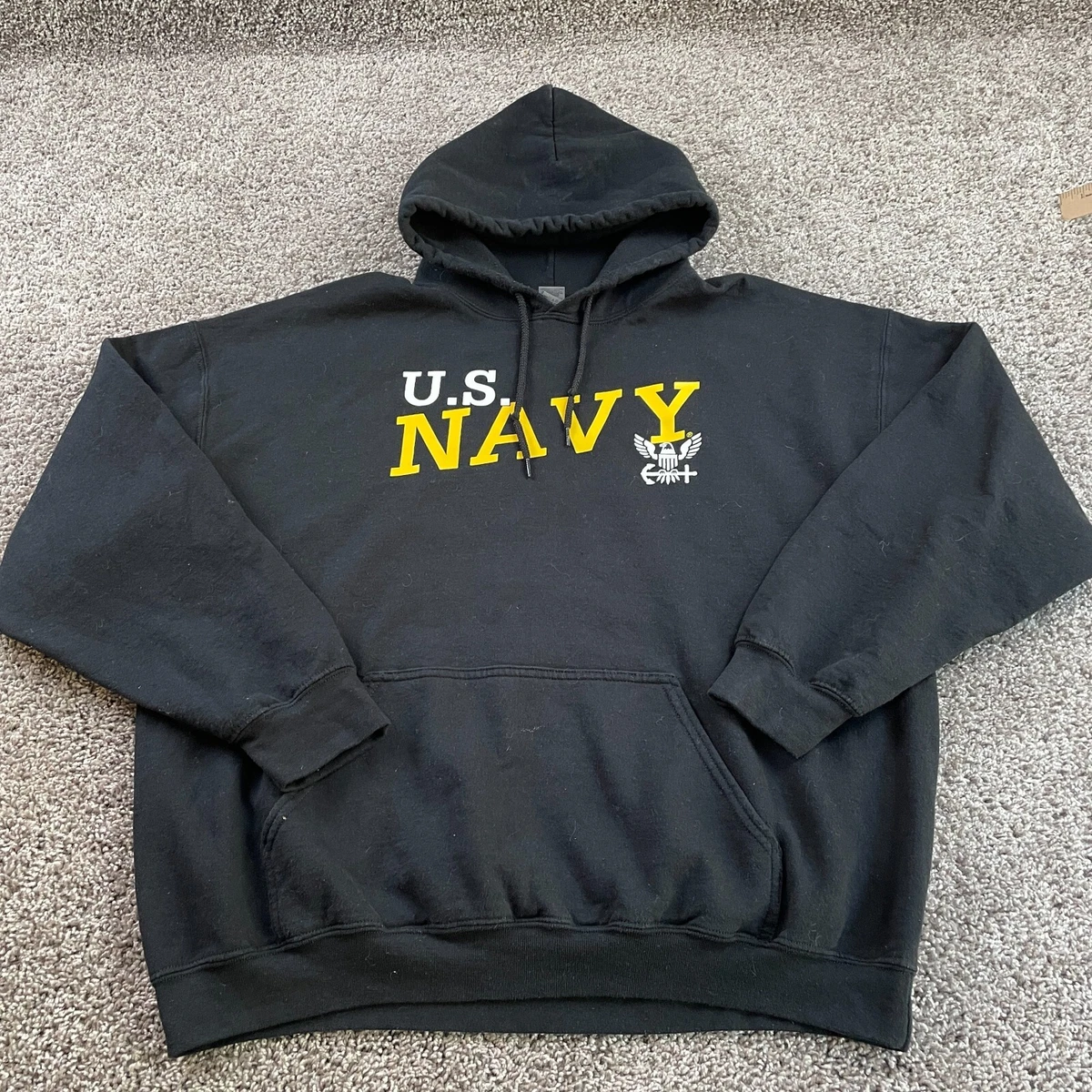 United States US Navy Military Hoodie Mens Extra Large Football Grey Sweatshirt
