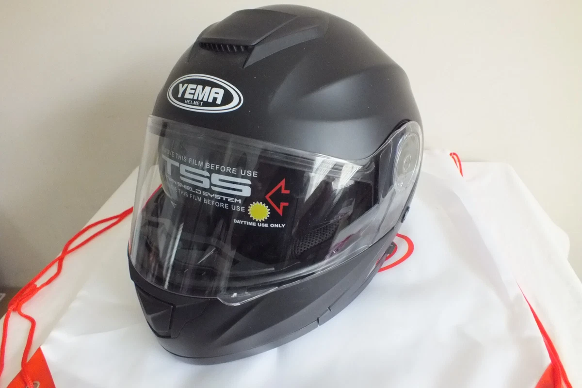 YEMA HELMET XXL MATTE BLACK WITH CLEAR TINTED EYE SHIELD