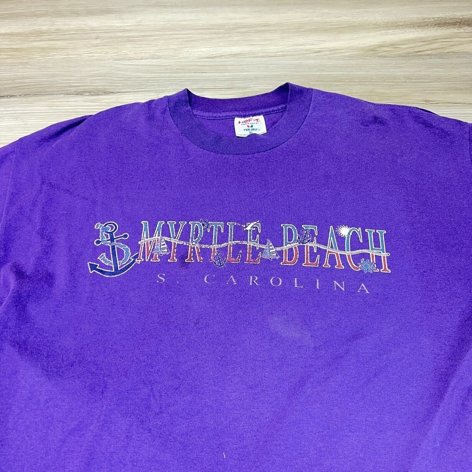 Vintage Myrtle Beach South Carolina Shirt Mens XL Hef T Purple Beach