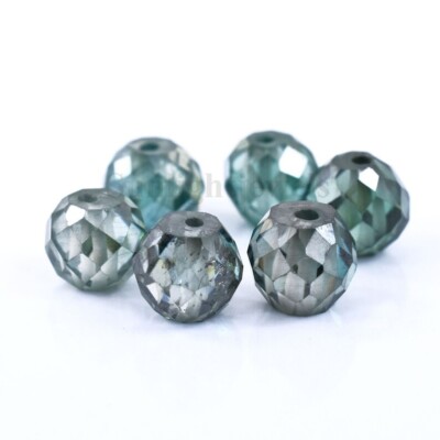 6mm-7mm Certified Blue Faceted Diamond Loose Beads for Jewelry Making, 12.65 Ct,