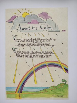 Vintage Print Treasury of Verse Poem Poetry - Await the Calm