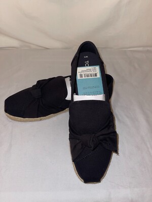 Women's TOMS Deconstructed Alpargata Rope Espadrille Black Canvas Size 11 Womens