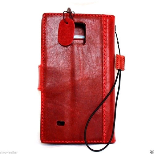 Genuine Leather Case fit Samsung Galaxy NOTE 4 Book Wallet Cover Bracket Red - Picture 6 of 7