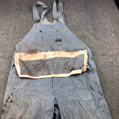 Vintage OSHKOSH B'OSH Overalls 42x32 Striped Vestbak Union Made