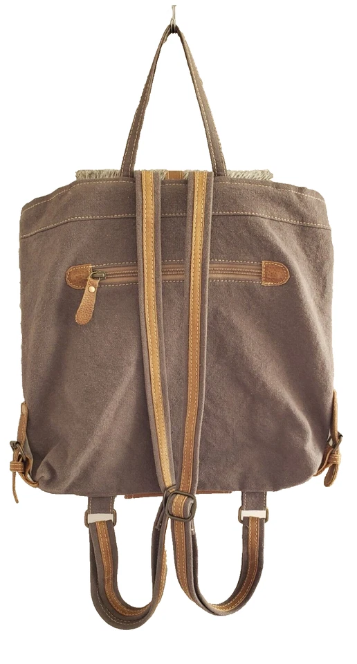 Bolso Mochila Cartera Myra Impresión Artista Lona Reciclada y Cuero S-1333 Bolso Foto 2 de 4