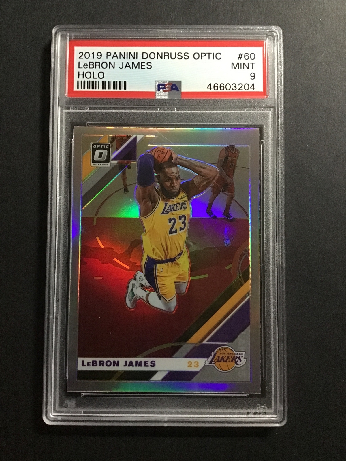 2019 Optic HOLO PRIZM #60 LeBron James - LAKERS - PSA 9 -MINT - u126