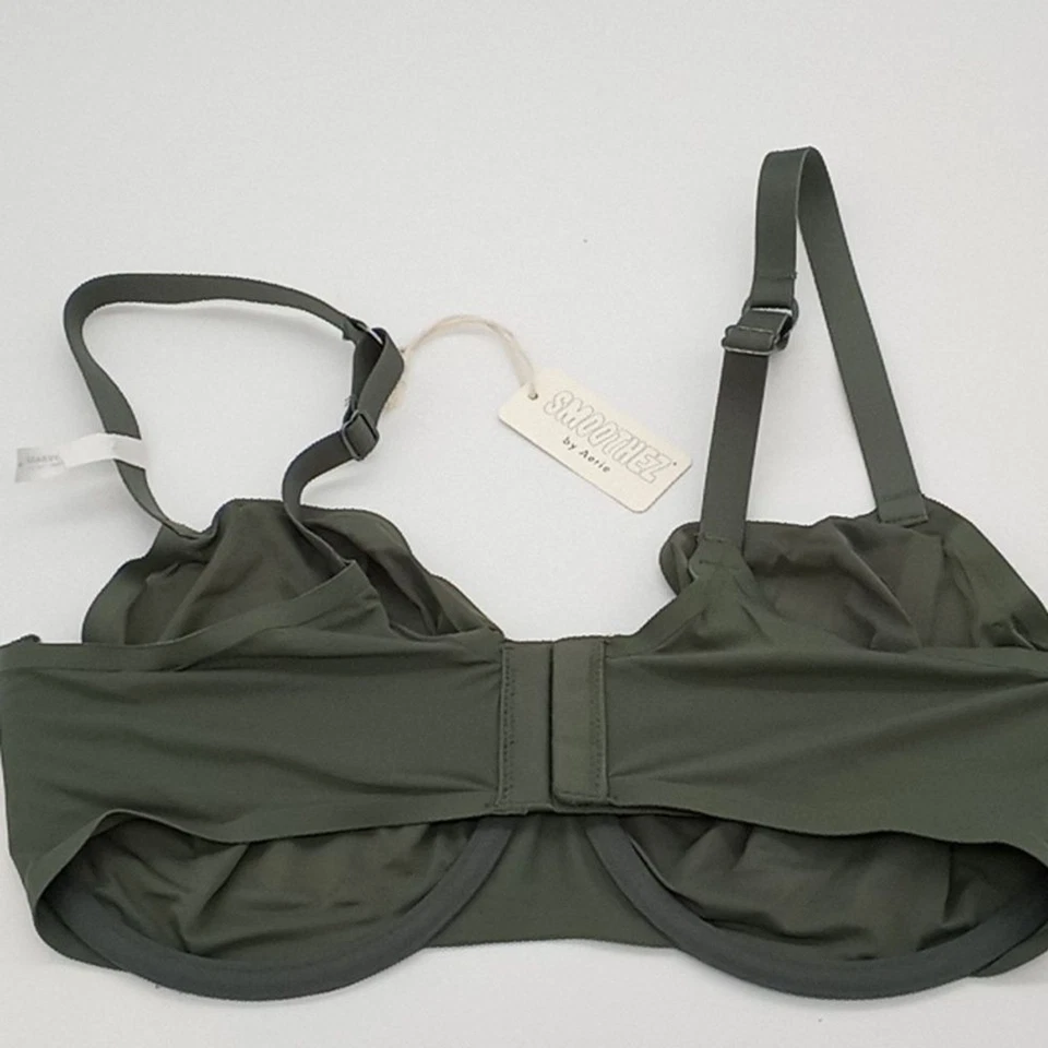 Sujetador Aerie para mujer 34D SMOOTHEZ microfibra sin forro transparente verde palma real 34D Foto 4 de 4