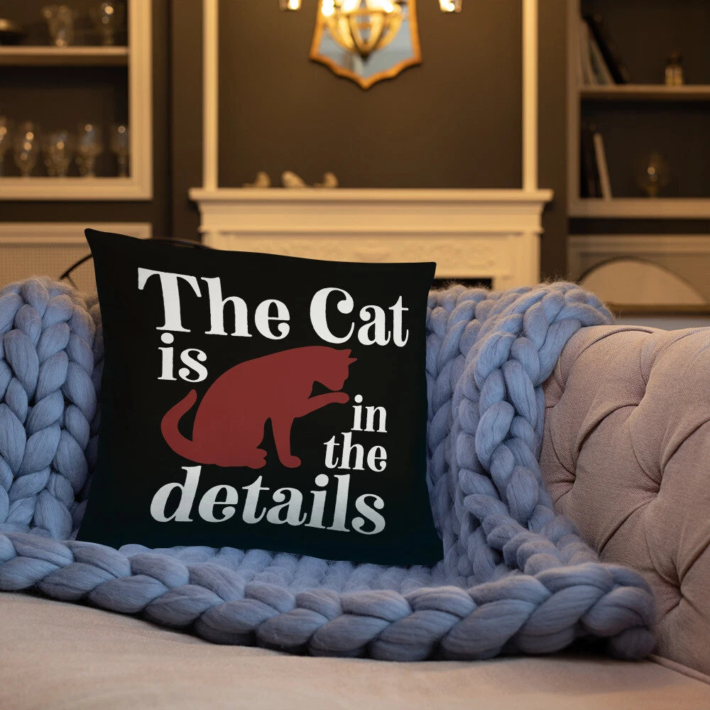 Cat Details Black Throw Pillow, Bed Pillow, Sofa Pillow or Garden Pillow