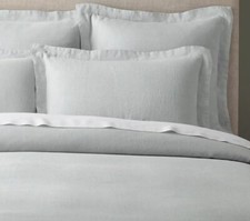 2-Restoration Hardware Stonewashed Belgian Linen Standard Shams Spruce Green EC