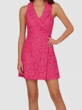 Adrianna Papell Women's Pink Faux-Wrap Tuxedo Dress Size 14