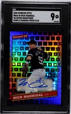 2020 Donruss Optic Nick Madrigal PURPLE PANDORA PRIZM /10 AUTO SGC 9 MINT