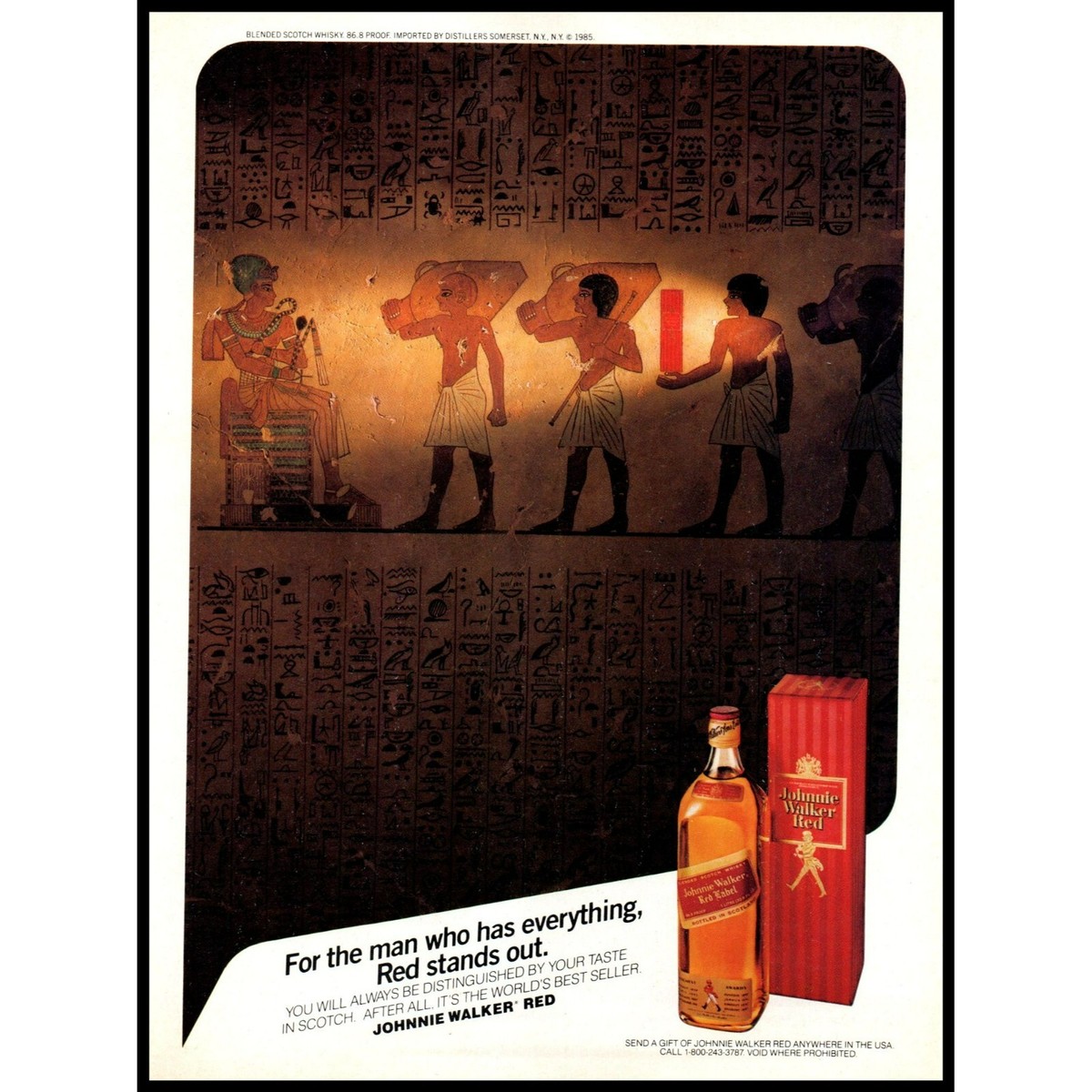 1984 Johnnie Walker Red Label Scotch Vintage Print Ad Egyptian