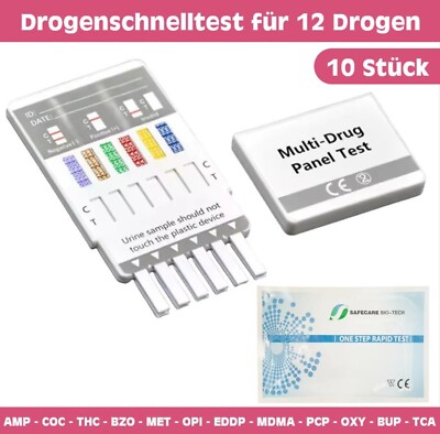 10x Drogentest Multi 12 - AMP COC THC BZO MET OPI EDDP MDMA PCP OXY BUP TCA