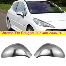 For 2006-2012 Peugeot 207 308 Chrome Side Door Rearview Mirror Cover Trim Caps