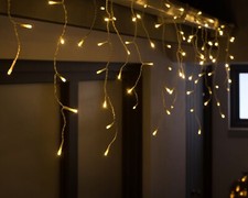 Image of 240 LED Christmas Lights, Connectable Icicle, Warm White