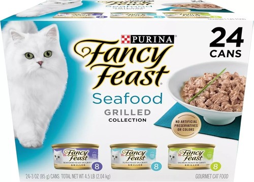 Purina Fancy Feast Grilled Seafood Gourmet Wet Cat Food Variety Pack (24) 3 oz