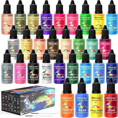 ERCorArt Airbrush Paint Set 30 Colours Air Brush Paint Kit, Water Based Airbrush