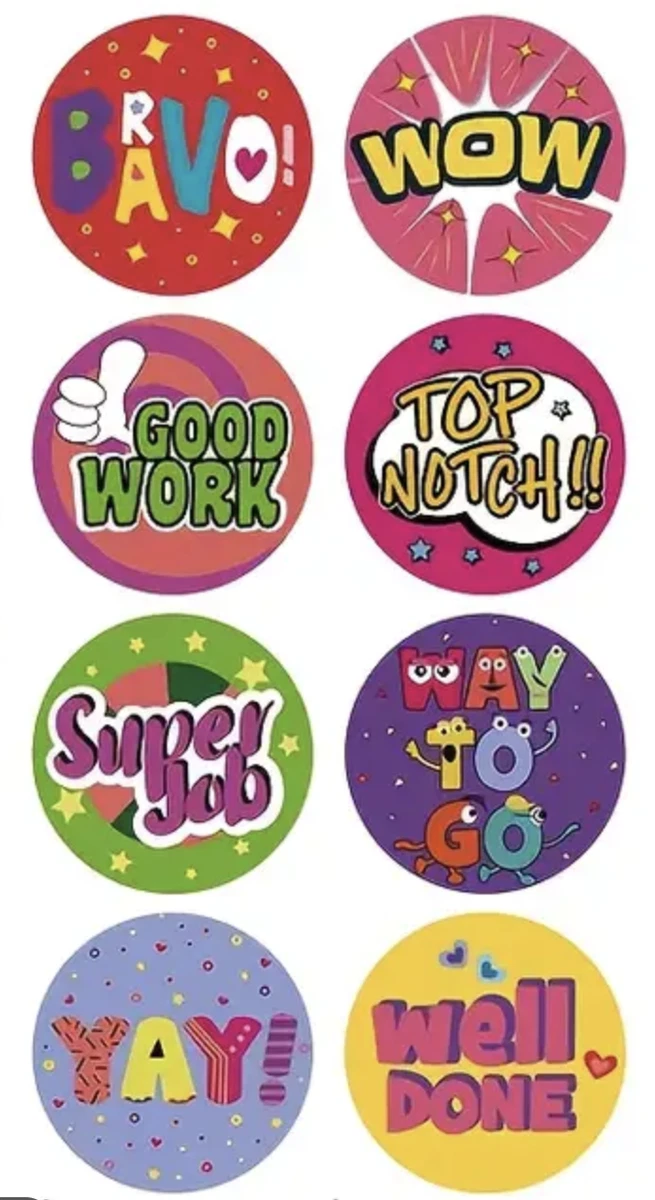 Positive Reward Teacher Merit Stickers 2.5cm 50/100pc Kids Classroom Award