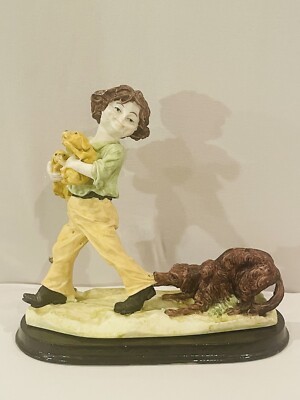 置物 g. Armani Giuseppe Armani DOG CHILDREN Vintage Giuseppe Armani Figurine Sculpture Boy With Dogs GUC | eBay