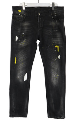 Dsquared2 Jeans Mens (EU) 54 Black Distressed With Colour Splot Details