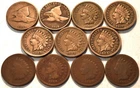 Lot (11) Flying Eagle Indian Head Cents 1857 1858 1867 1868 1869 1871 Penny 1C