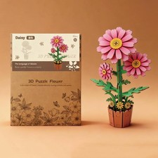 3D Wooden Puzzles For Adults, DIY Artifical Flower Building Set Craft K4O6