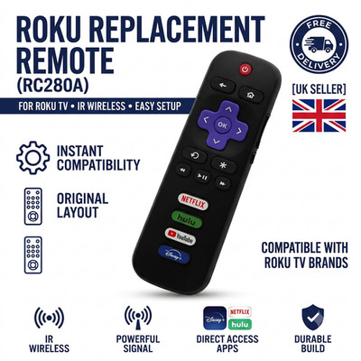 2 Stück Ersatz für alle Roku TV Fernbedienung kompatibel für TCL-ONN-Hisense-Roku
