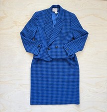 Vintage 90s Women s Pendleton Blue Wool Suit Set Jacket Skirt
