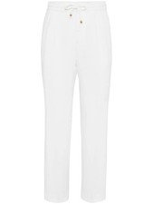 BRUNELLO CUCINELLI MEN'S WHITE LINEN RELAXED TROUSERS MSRP $1375