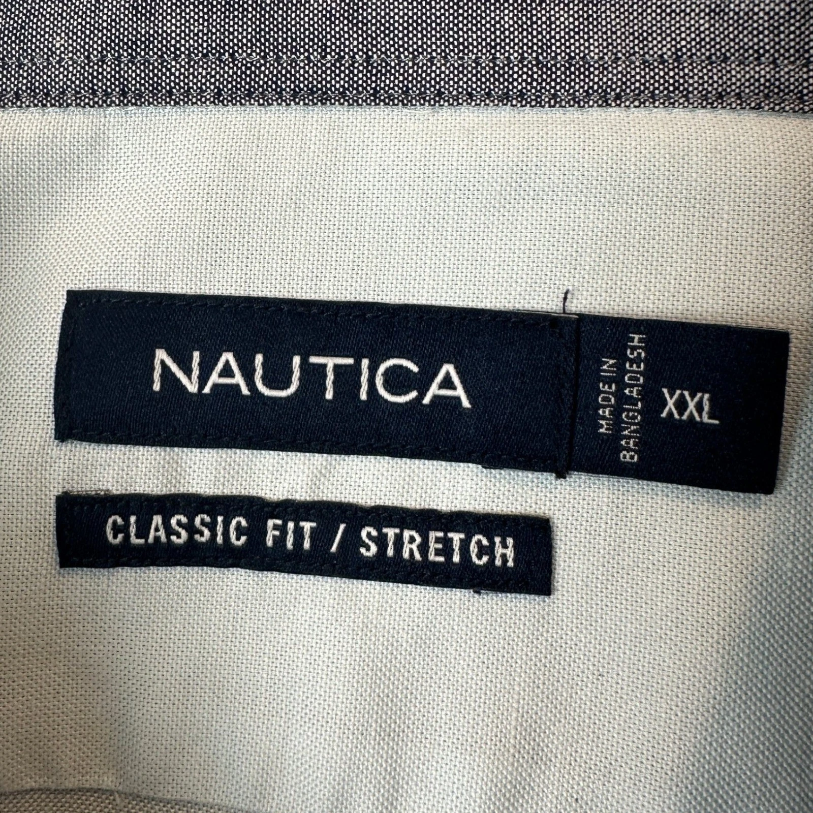NEW Nautica Shirt Mens 2XL Classic Fit Stretch Blue Short Sleeve Button Down image 4