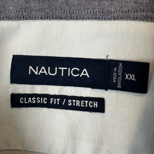 NEW Nautica Shirt Mens 2XL Classic Fit Stretch Blue Short Sleeve Button Down image 4