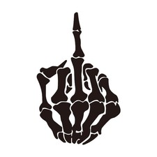 Skull Skeleton Bone Middle Finger Flipping Off Car Decal/Sticker Black Black