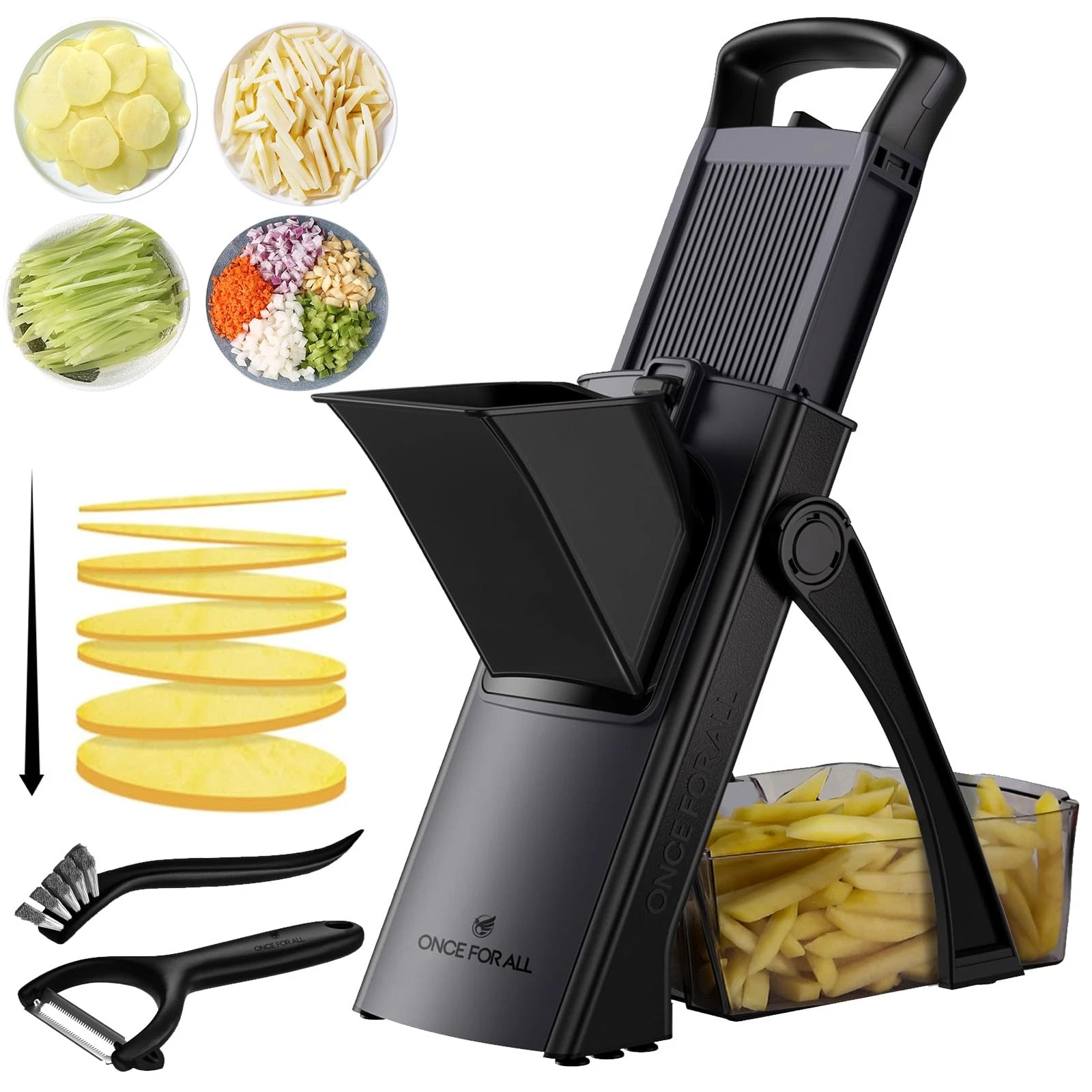 Safe Mandoline Slicer For Kitchen, Biger Size, Adjustable Vegetable Chopper F...