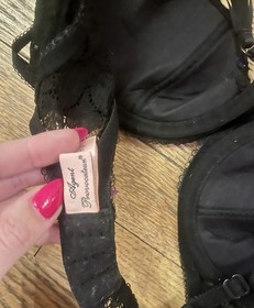 AGENT PROVOCATEUR Rudy Black and Purple Lace & Silk Bra RRP $220 32C