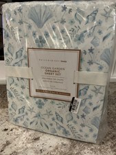 Pottery Barn Teen Ocean Garden Organic Sheet Set TWIN XL TWIN Blue NWT