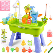 Upgraded Toddler Sand Water Table Toy with Electric Water Pump, Kids Sand Water